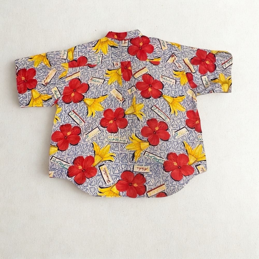 Vintage 90s Alexander Julian Colours Floral Hawaiian Shirt Men XL Button Up - Picture 4 of 11